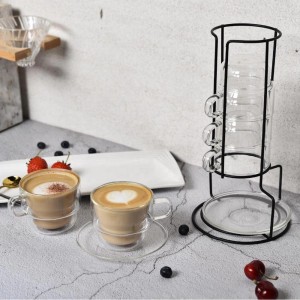 double walled glass espresso cups double wall coffee stackable double glass espresso cups