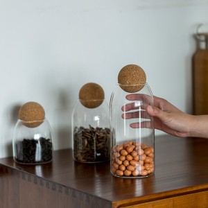 High Quality Borosilicate Glass Storage Jar with Cork Ball