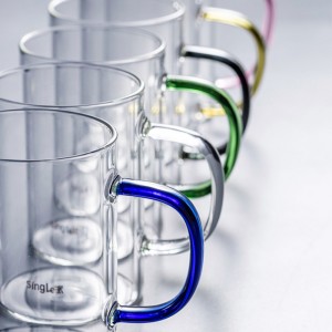 glass coffee mugs / espresso cups / glass coffee mugs with colorful handles