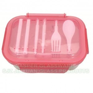 High Borosilicate Glass Food Container With Spoon And Fork