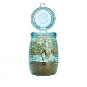 color glass storage bottle with clip lock and sealing lid for storing honey kitchen glass jars