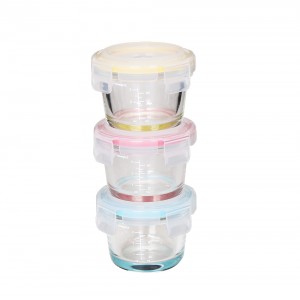 Eco-friendly microwave safe glass baby food container with BPA free locking lid