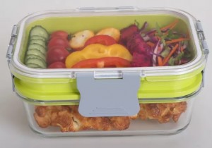 Big Capacity High Borosilicate Glass Double Layers Food Container With Lid Hot Promotion