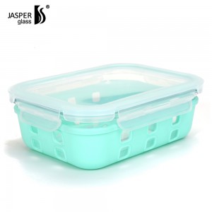 Glass Food Container with Silicone sleeve