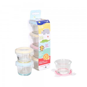 Eco-friendly microwave safe glass baby food container with BPA free locking lid