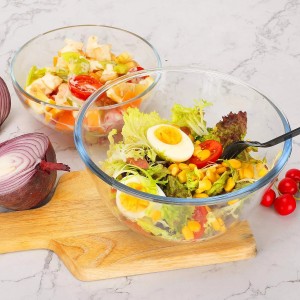 shallow glass dish / mixing bowl lids / clear glass salad bowls