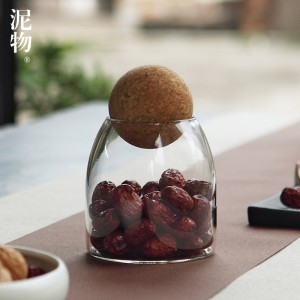 High Quality Borosilicate Glass Storage Jar with Cork Ball