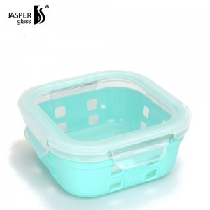 Glass Food Container with Silicone sleeve