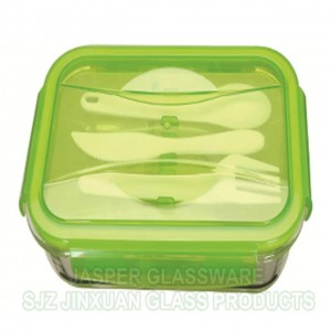 High Borosilicate Glass Food Container With Spoon And Fork