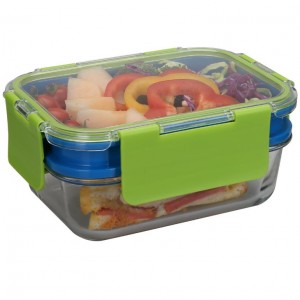 New Double Layer High Borosilicate Glass Lunch Tiffin Box Meal Prep Food Container