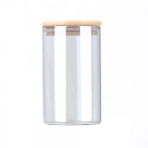 Colorful borisilicate glass round Storage Jar with bamboo lid