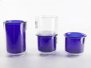 colorful stackable double glass coffee mugs / double wall espresso cups / insulated glass coffee mugs