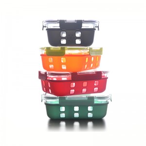 High Borosilicate Glass Food Container with Silicone Case