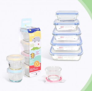 Eco-friendly microwave safe glass baby food container with BPA free locking lid